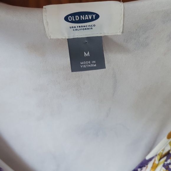 OLD NAVY YELLOW PURPLE FLORAL SLEEVELESS PLEATED DRESS size medium - Picture 6 of 8